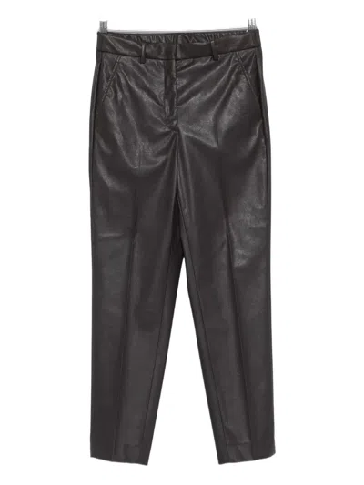 Incotex Faux-leather Pants In Black