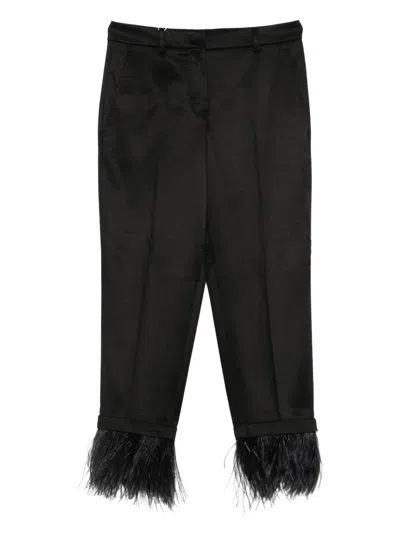 Incotex Feather-trim Trousers In Black