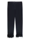 Incotex Feather-trim Trousers In Black