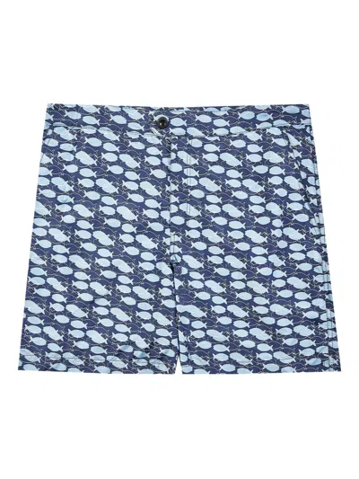 Incotex Badeshorts Mit Fische-print In Blue