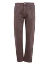 Incotex Logo-patch Tapered Trousers In Brown