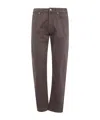 Incotex Logo-patch Tapered Trousers In Brown