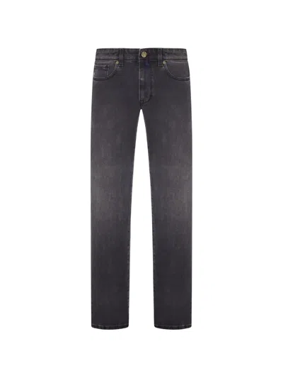Incotex Five-pocket Straight-leg Jeans In Gray