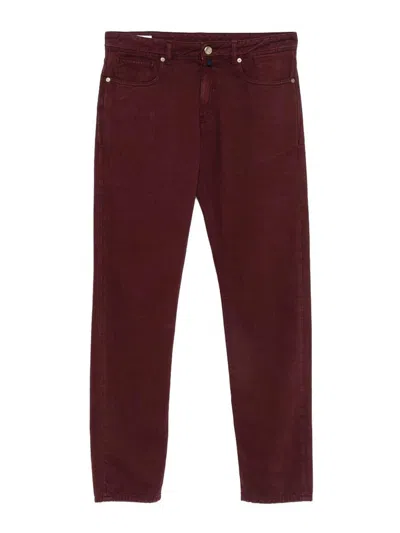 Incotex Five-pocket Trousers In Burgundy