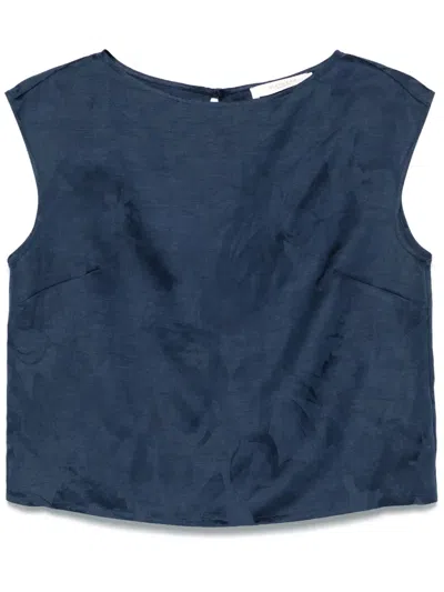 Incotex Floral-jacquard Tank Top In Blue