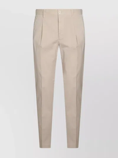 Incotex Front Pleated Trousers Belt Loops In Latte