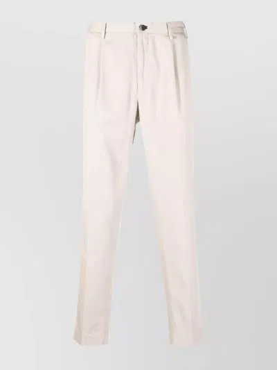 Incotex Front Pleated Trousers Belt Loops In Neutral
