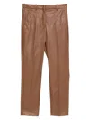 Incotex Coated Trousers With Pockets And Waistband In Brown