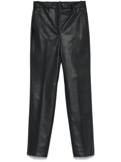 Incotex Slim Cut Faux Leather Trousers In Black