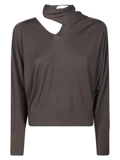 Incotex Cut-out Scarf Sweater In Brown