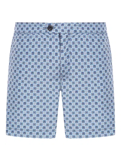 Incotex Geometric-print Swim Shorts In Blue