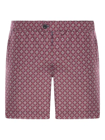 Incotex Geometric-print Swim Shorts In Red