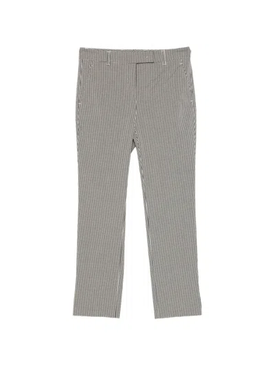 Incotex Kimama Gingham Straight Leg Tailored Trousers In Gray