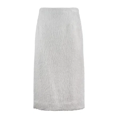 Incotex Gray Alpaca Longuette Skirt