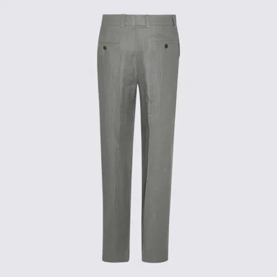 Incotex Grey Linen Pants In Gray