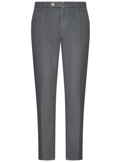 INCOTEX INCOTEX GREY SLIM-FIT TROUSERS
