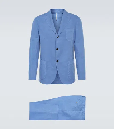 Incotex Hemp And Cotton Suit In Blue