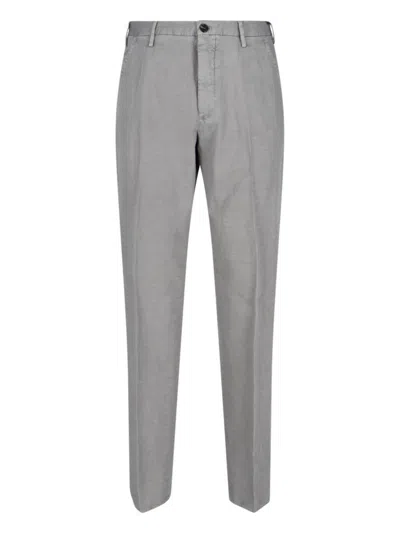 INCOTEX HIGH-WAISTED GREY CHINO PANTS WITH STRAIGHT LEG DESIGN