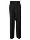 Incotex High-waisted Wide-leg Pants With Fabric Belt Tie In Black