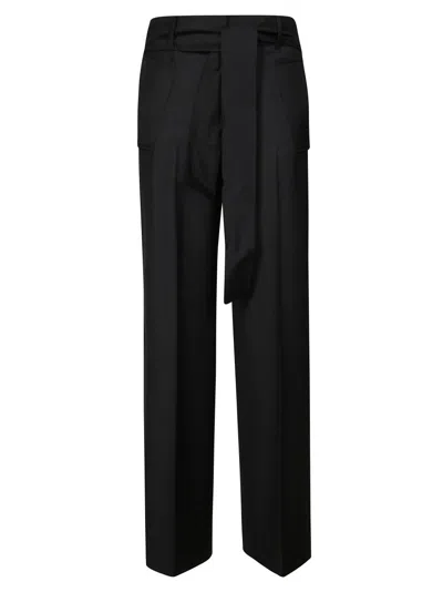 Incotex High-waisted Wide-leg Pants With Fabric Belt Tie In Black