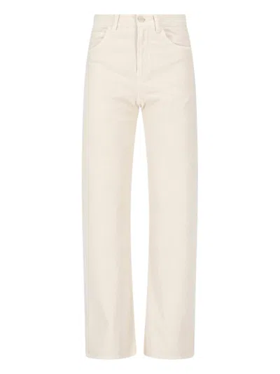 Incotex High-waist Wide-leg Trousers In White