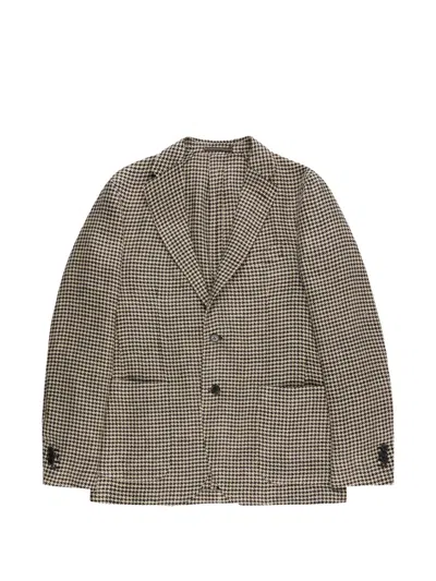 Incotex Houndstooth Blazer In Brown