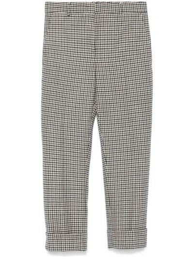 Incotex Houndstooth Trousers In Neutrals