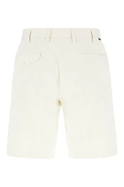 Incotex Ivory Stretch Cotton Bermuda Shorts In White