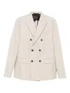 Incotex Checked Double-breasted Blazer In White