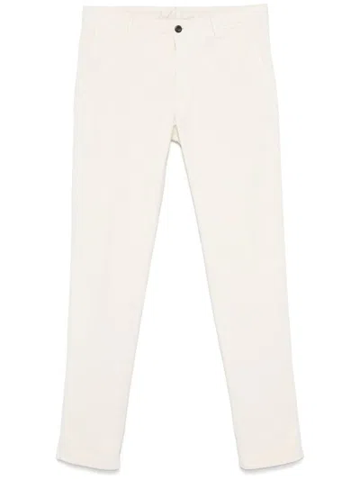 Incotex Cream White Cotton Blend Chino Trousers In Beige