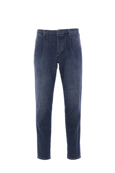 Incotex Pleated Denim Jeans In Blue