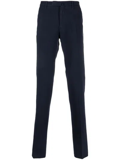 Incotex Mid-rise Cotton Blend Tapered Chinos In Blue