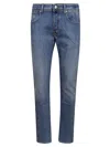 Incotex Slim-fit Blue Cotton Jeans With Classic Design In Medium Blue Denim
