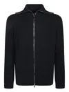 Incotex Full-zip High Collar Knitwear In Black