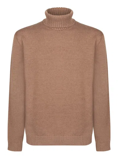 Incotex Long-sleeved Turtleneck Sweater In Brown