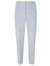 Incotex Light Blue Corduroy Trousers With Zip Fastening And Elastic Waist In Blue