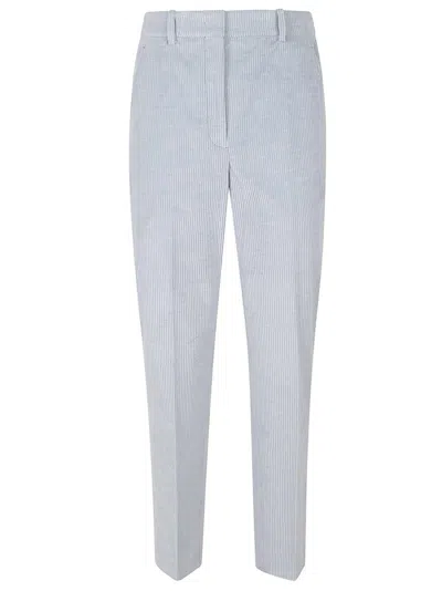 Incotex Light Blue Corduroy Trousers With Zip Fastening And Elastic Waist