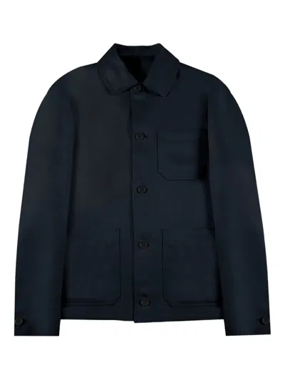 Incotex Linen Shirt Jacket In Blue