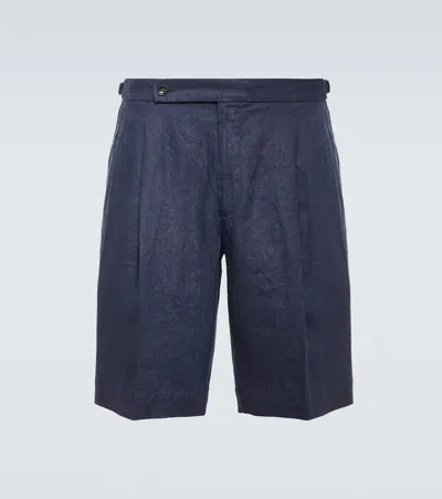 Incotex Linen Shorts In Blue