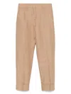 Incotex Linen Trousers With Cuffed Hem And Pockets In 褐色