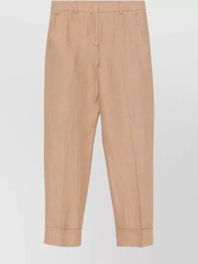 INCOTEX LINEN TROUSERS WITH CUFFED HEM AND POCKETS