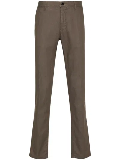 Incotex Logo-embroidered Trousers In Brown