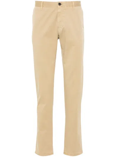 Incotex Logo-embroidered Twill Trousers In Neutrals