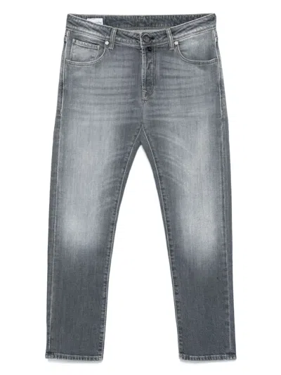 Incotex Logo-patch Jeans In Grey