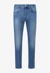 Incotex Logo Patch Skinny Jeans In Blue