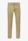 Incotex Logo Patch Slim Jeans In Brown