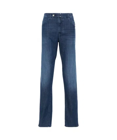 INCOTEX LOGO-PATCH TAPERED JEANS