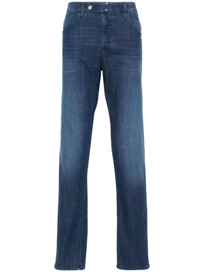 Incotex Trousers With Belt Loops And Five-pocket Design In Blue