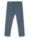 Incotex Logo-patch Tapered Trousers In Blue
