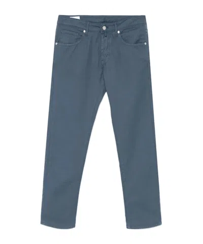 INCOTEX LOGO-PATCH TAPERED TROUSERS